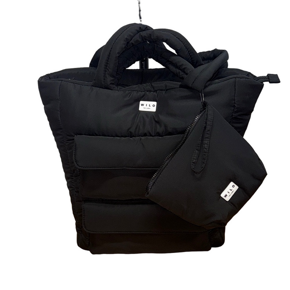 WILO the Label Handbags - Wilo Black Puffer Tote Bag Quilted Nylon Cargo Travel Tote Lightweight NWT